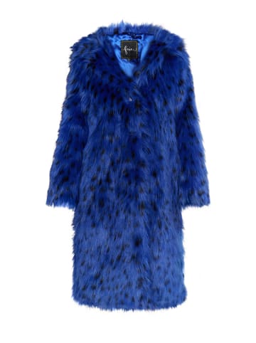 faina Damen Mantel Aus Kunstfell in Königsblau Schwarz