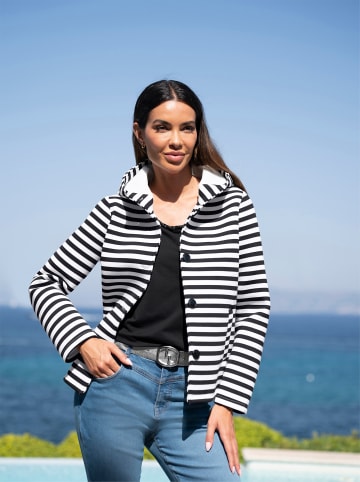 Heine Sweatjacke in schwarz-ecru-geringelt