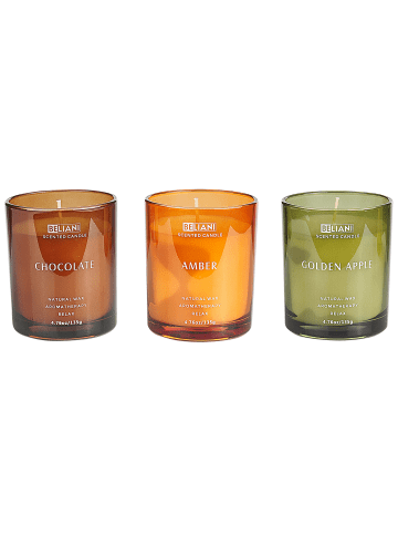 Beliani 3er-Set Kerze SHEER JOY in Grün/Braun/Orange
