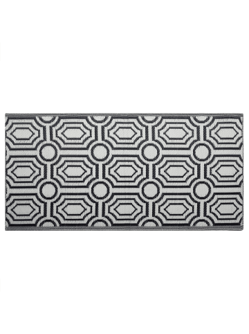 Beliani Outdoorteppich BIDAR in Schwarz/Weiß - (W) 90 x (H) 0.5 x (L) 180 cm