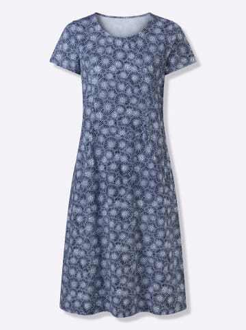 Sieh an! Jerseykleid in taubenblau-marine-bedruckt