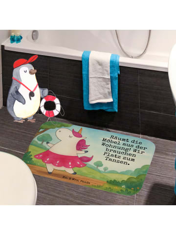 Mr. & Mrs. Panda duschmatte Einhorn Ballerina Design mit Spruch in Weiß