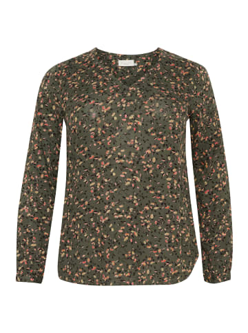 KAFFE curve Langarm-Bluse KCami in Green Multi Col. Flower Print