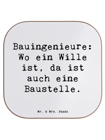 Mr. & Mrs. Panda Untersetzer Spruch Bauingenieur Wille mit Spruch in Weiß