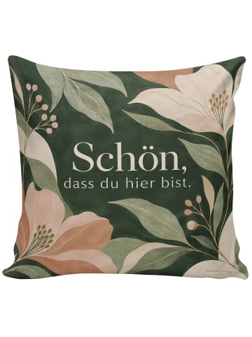 Kissen Sofakissen botanisch Design mit Spruch in Weiß