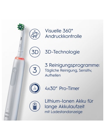 Oral-B Elektrische Zahnbürste "Pro 3 + Reiseetui Floral Design" in Weiß