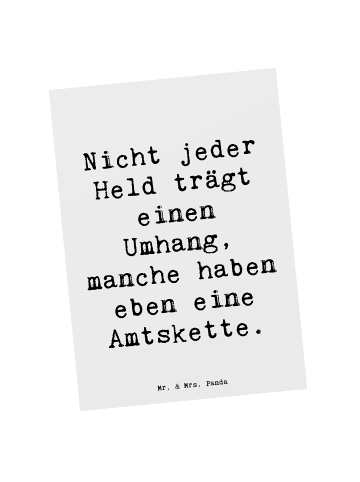 Mr. & Mrs. Panda Designkarte Spruch Bürgermeister Held mit Spruch in Weiß