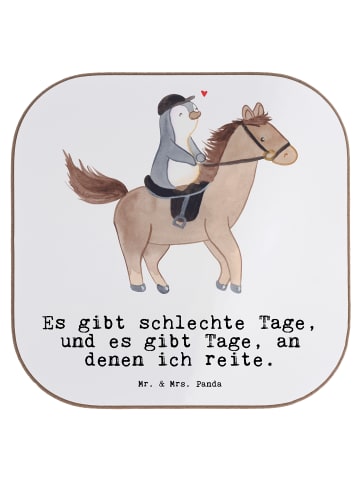 Mr. & Mrs. Panda gläseruntersetzer Pferd Reiten mit Spruch in Weiß
