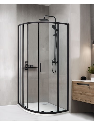 Beliani Duschkabine JUKATAN in Transparent/Schwarz - (W) 90 x (H) 185 x (L) 90 cm