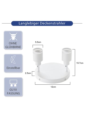 ZMH Deckenleuchte in Weiß 2-flammige GU10 Moderne Metall