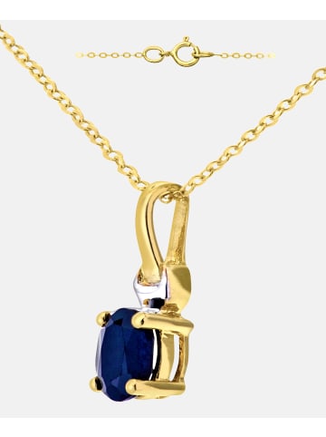 Diamant L'éternel Halskette mit Anhänger aus 375 Gelbgold mit Saphir