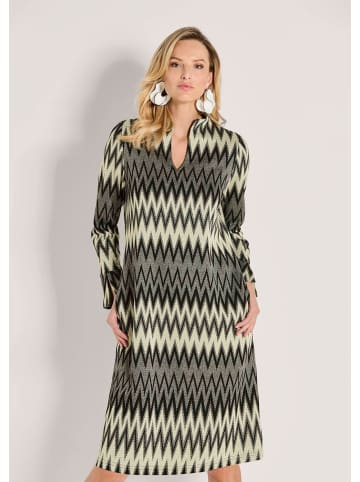 MADELEINE Elegantes Kleid mit Zick-Zack-Muster in grau / wollweiß / multicolor