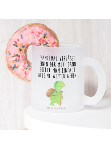 Mr. & Mrs. Panda tasse glas Schildkröte Wanderer mit Spruch in Transparent