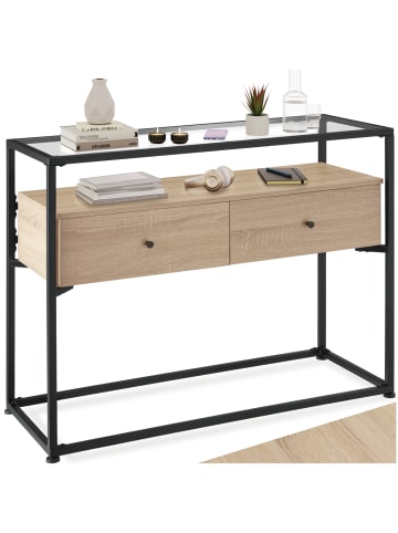 tectake Konsolentisch Reading 101,5 x 41,5 x 80,5 cm, Industrial Holz hell, Eiche Sonoma