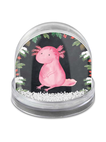 Mr. & Mrs. Panda Weihnachts Schneekugel Axolotl Niedlich mit Spruch in Kreidetafel
