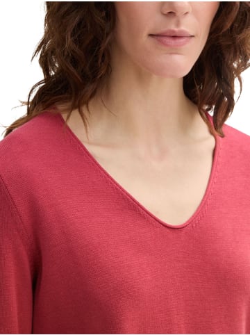 Tom Tailor Dünner Strickpullover Basic V-Ausschnitt Stretch Sweater in Rot