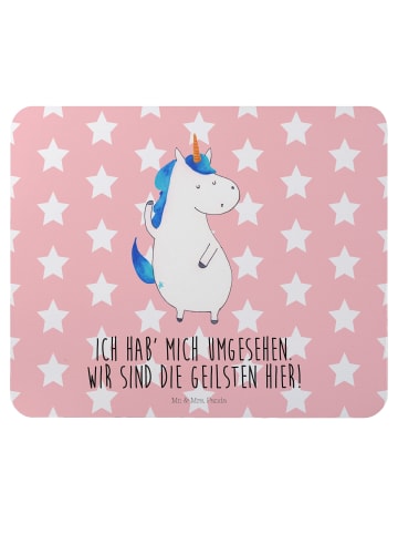 Mr. & Mrs. Panda Mauspad Einhorn Mann mit Spruch in Rot Pastell
