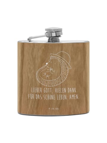Mr. & Mrs. Panda Hip Flask Igel Beten mit Spruch in Braun