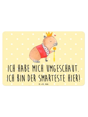 Mr. & Mrs. Panda tafel Capybara König mit Spruch in Gelb Pastell
