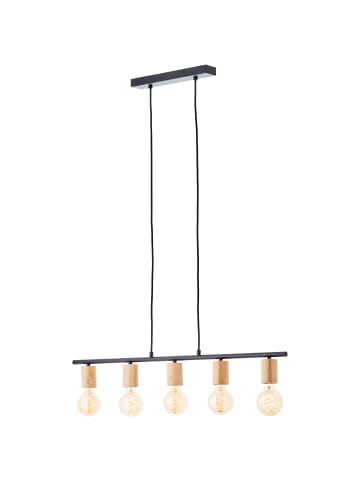 Brilliant Kerry Pendelleuchte 5flg schwarz/holz Aluminium braun 5x A60, E27, 40