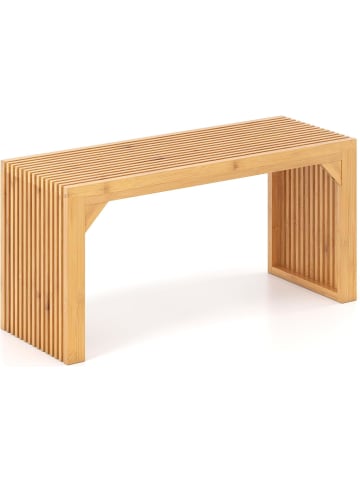 COSTWAY Sitzbank Bambus 90 x 33 x 43 cm in Hellbraun
