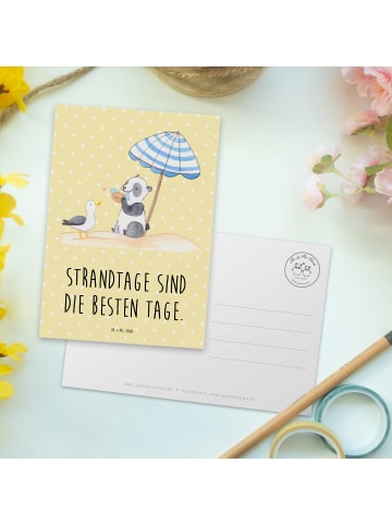 Mr. & Mrs. Panda Postkarte Sommer Strandtage mit Spruch in Gelb Pastell