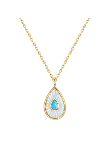 Glanzstücke München Halskette Sterling Silber Opal (synth.) Perlmutt in gelbgold