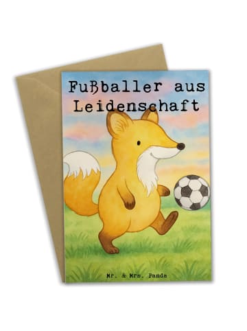 Mr. & Mrs. Panda Glückwunschkarte Fußballer Leidenschaft Design ... in Weiß