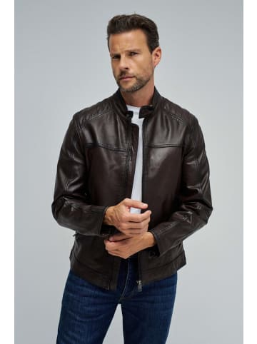Salsa Jeans Lederjacke Biker in Dark Brown