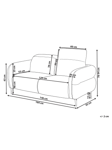 Beliani 2-Sitzer Sofa ARTUNA in Weiß/Braun - (W) 164 x (H) 78 x (L) 92 cm
