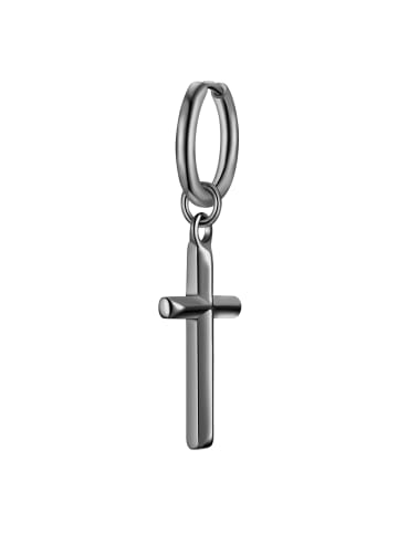 True Rebels Ohrringe Kreuz aus Edelstahl in gunmetal