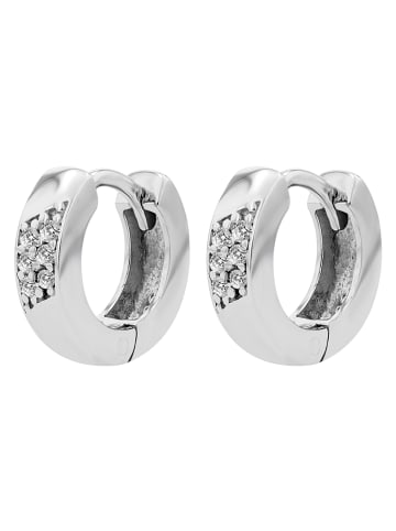 Adeliás Damen Ohrringe – Klappcreole aus 925 Silber mit Zirkonia in silber