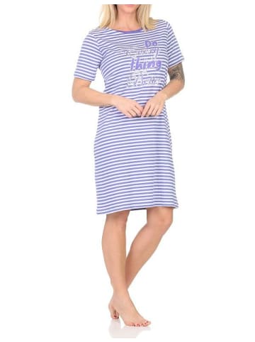 NORMANN Kurzarm Nachthemd Streifenoptik - 85625 in lila