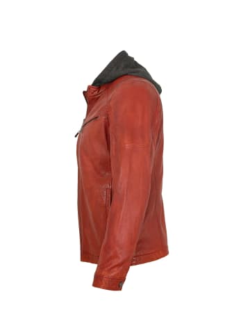JILANI Lederjacke Kapuze Lammnappa in Orangerot