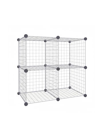 relaxdays Steckregal "4 Würfel" in Silber - (B)75 x (H)75 x (T)37 cm