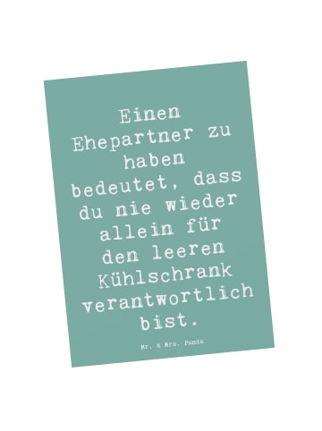 Mr. & Mrs. Panda Postkarte Spruch Ehepartner Team mit Spruch in Meeresbrise