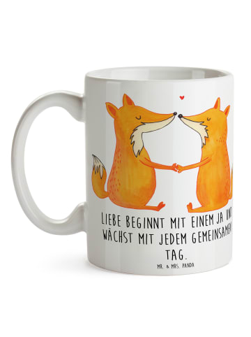 Mr. & Mrs. Panda Tasse Hochzeit Liebe mit Spruch in Weiß