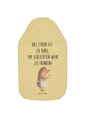 Mr. & Mrs. Panda Wärmekissen Igel Wein mit Spruch in Gelb Pastell