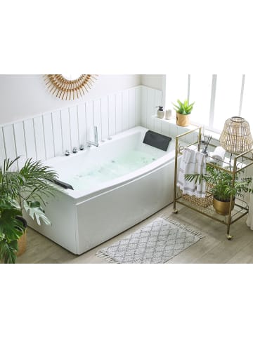 Beliani 5-tlg Whirlpool Badewannen MOOR in Weiß/Schwarz/Silber
