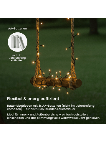 STAR Trading LED Lichterkette Akku 160 LEDs Warmweiß 11,2 m Schwarz – Außenlichterkette