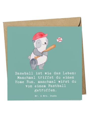 Mr. & Mrs. Panda Grußkarte Baseball Leben mit Spruch in Meeresbrise