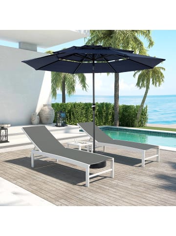 ABRIHOME Doppelseitiger Sonnenschirm in Blau Ø300 cm mit Kurbel Ohne Plattenfuß