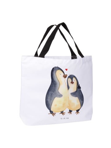 Mr. & Mrs. Panda Shopper Pinguin umarmen ohne Spruch in Weiß