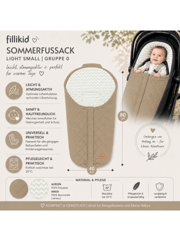 fillikid Sommerfußsack Light Small Gruppe 0 Exklusiv in Taupe