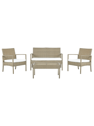 Beliani 7-tlg Sitzgruppe MARSALA in Naturfarben/Beige/Weiß