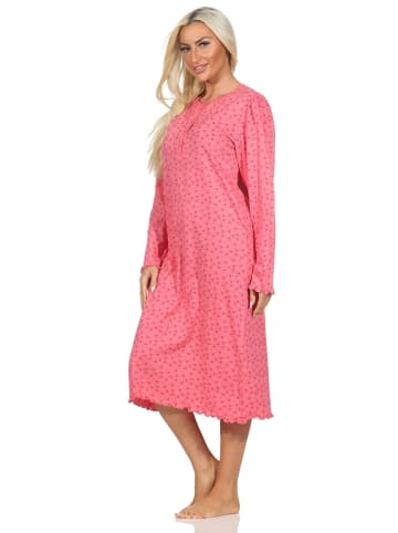 NORMANN Langarm Nachthemd klassische Design Knopfleiste am Hals - 87431 in beere