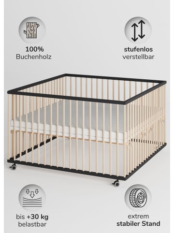 Sämann Sämann Laufgitter mit Matratze SleepPlus - schwarz/natur - Premium Kollektion