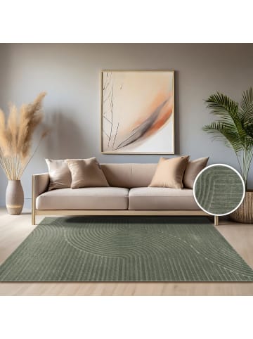 KADIMA DESIGN Teppich Kurzflor Struktur Wohnzimmer in Grün