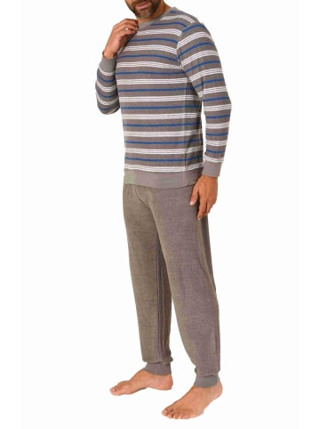NORMANN Frottee Pyjama Schlafanzug Bündchen - 70678 in grau