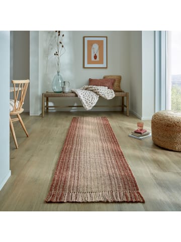 KADIMA DESIGN Teppich Jute-Wolle Farbverlauf, beidseitig nutzbar, handgewebt in Rot